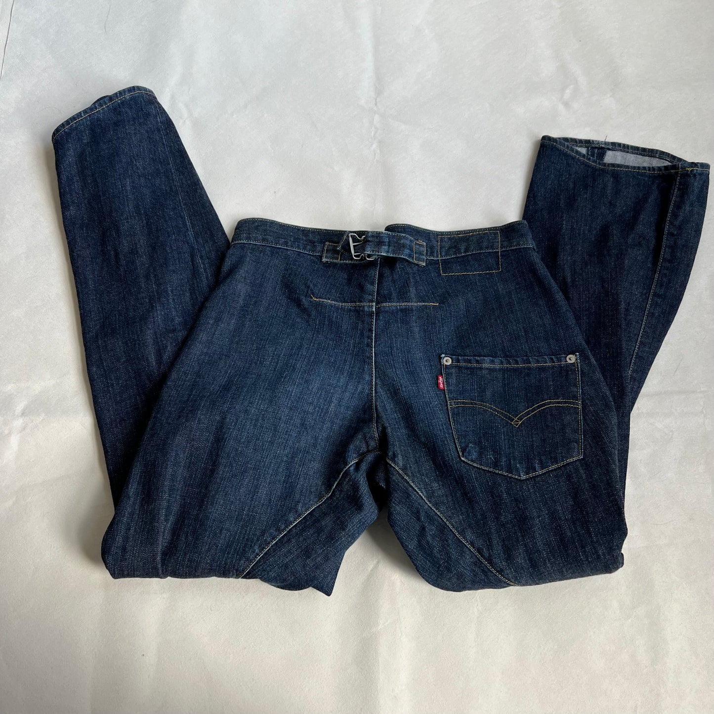 levi's engineered navy indigo back buckle 3d engineering wide leg baggy jeans