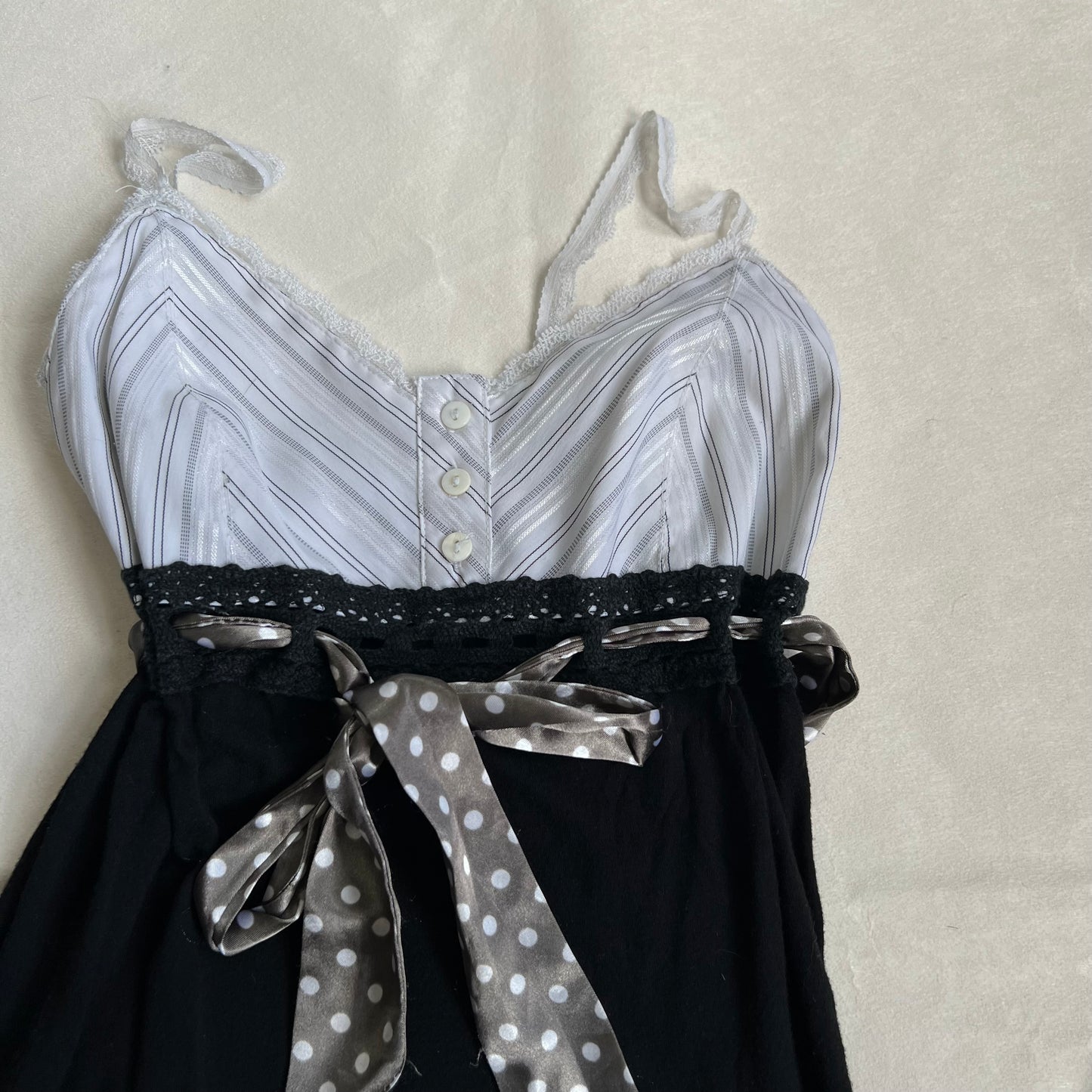 all states of orange eurosummer coquette mixed print striped polka dot ribbon camisole