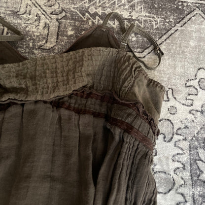 麦克星球棕色仙女风薄纱下摆娃娃衫