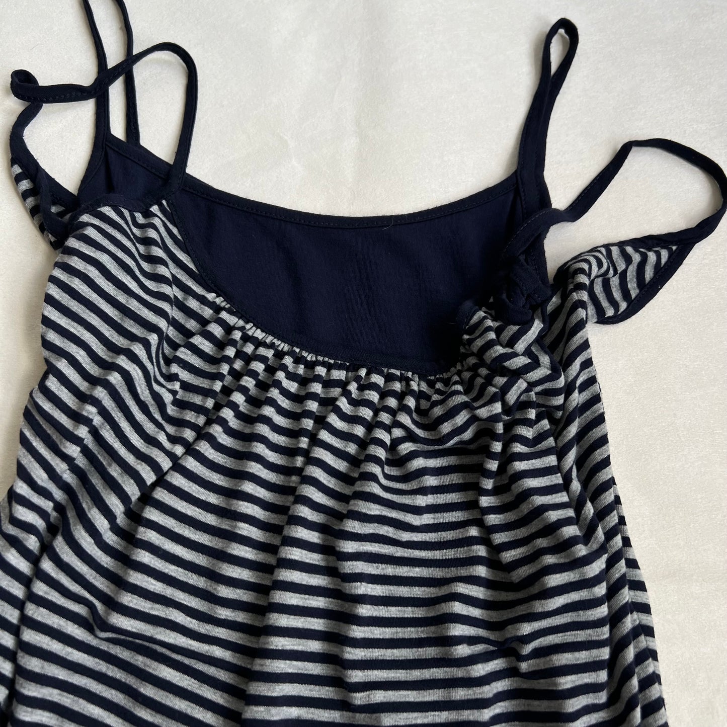 preppy y2k navy grey striped layered puffed camisole