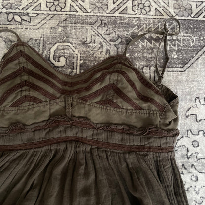 麦克星球棕色仙女风薄纱下摆娃娃衫