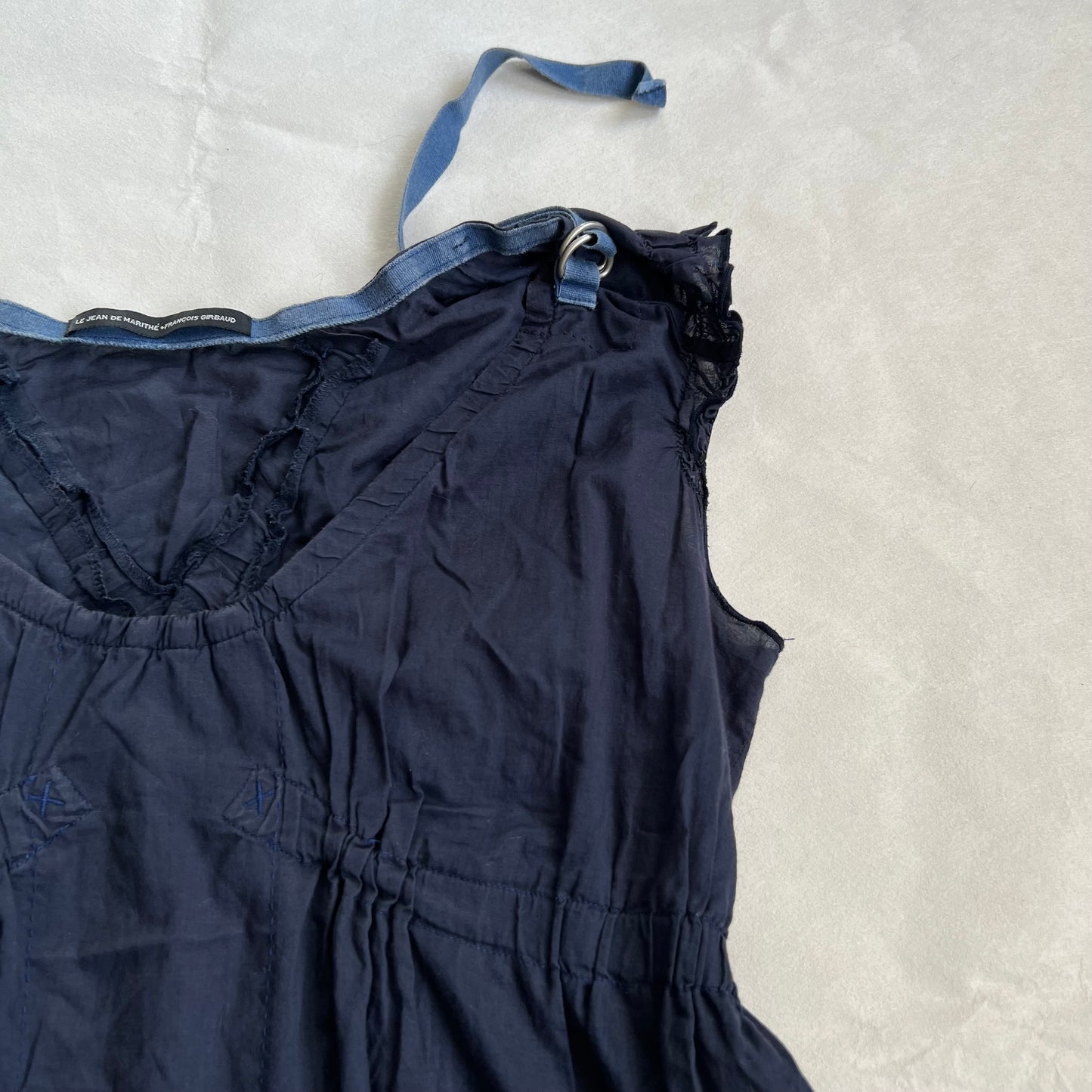 marithe francois girbaud navy cap sleeve utility babydoll tunic blouse