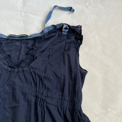 marithe francois girbaud navy cap sleeve utility babydoll tunic blouse