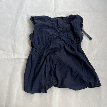 marithe francois girbaud navy cap sleeve utility babydoll tunic blouse