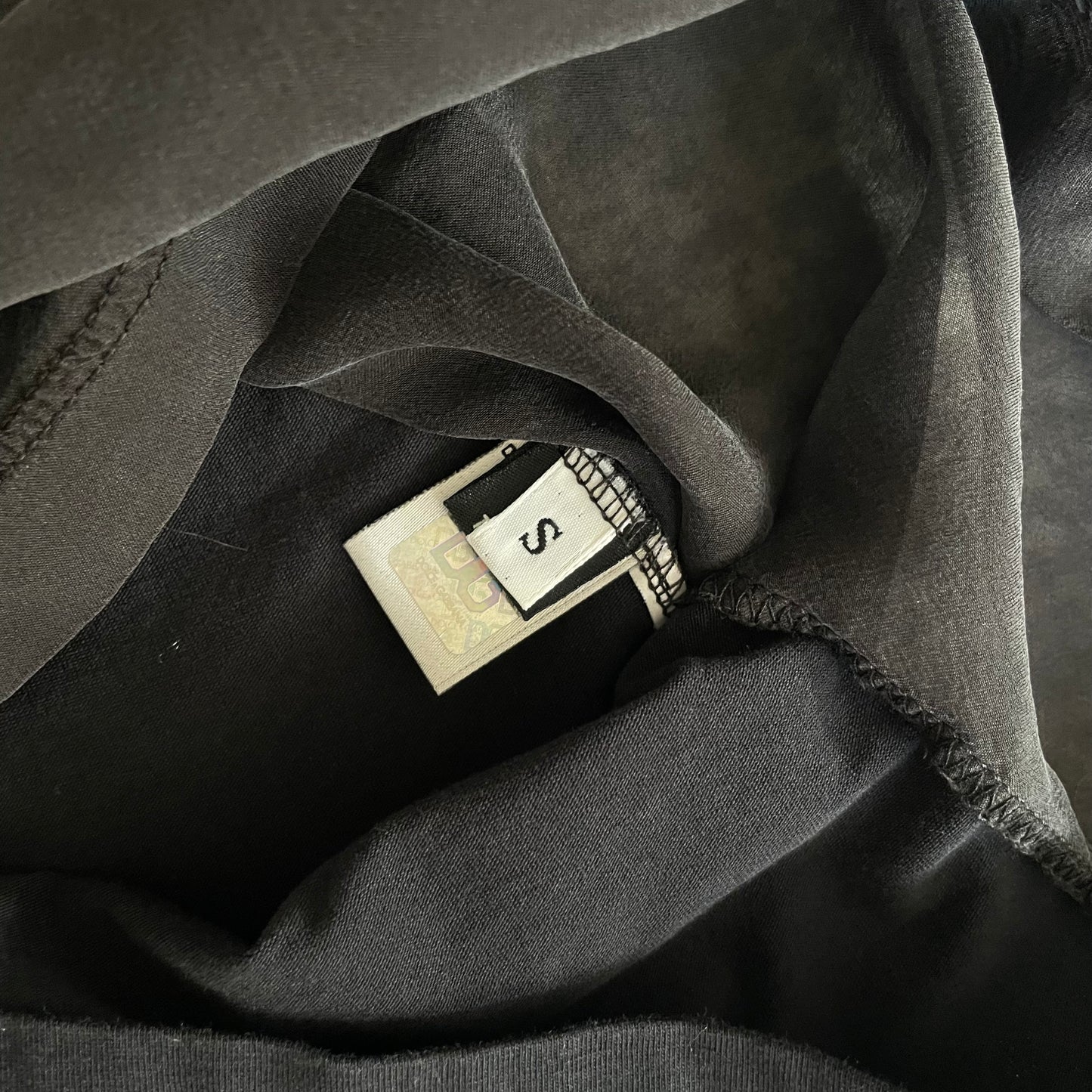 black dolce & gabbana (d&g) fitted sheer mesh front graphic shirt