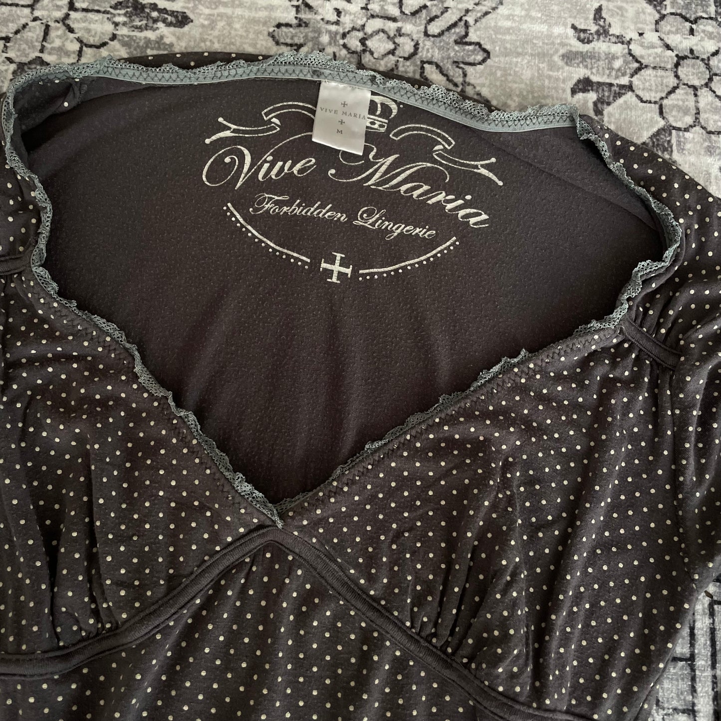 Vive Maria Dusy 紫色挤奶女工波点七分袖修身中长连衣裙