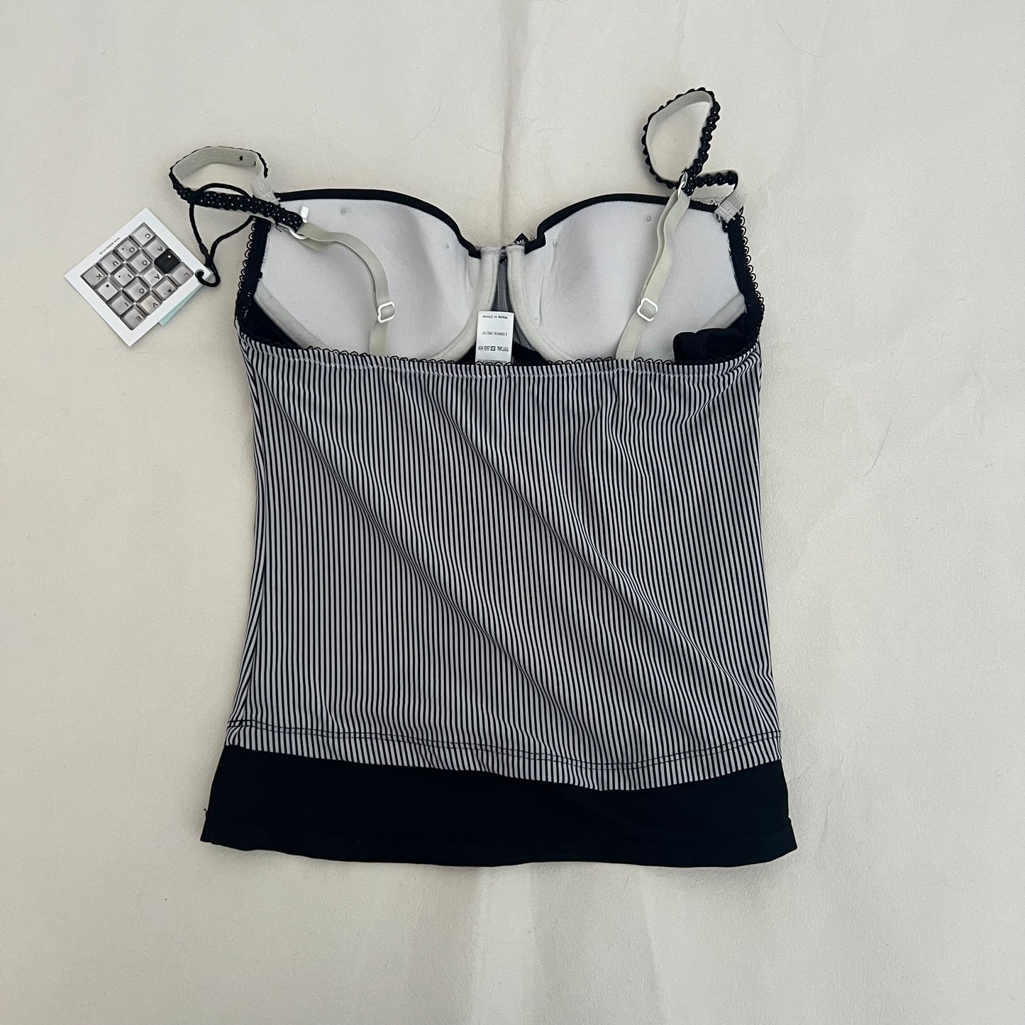 Jennyfer Striped Black Lacey Trim Balconette Bustier Corset Top