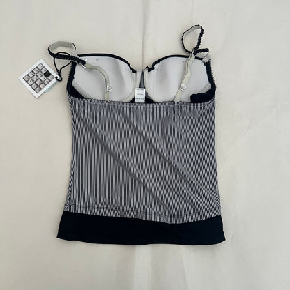 Jennyfer Striped Black Lacey Trim Balconette Bustier Corset Top