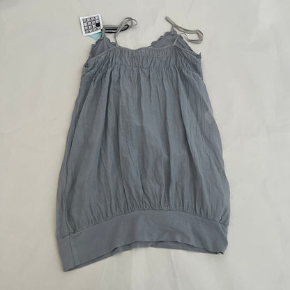 Dusty Blue Silk Lace Trim Babydoll Bubble Hem Tunic Camisole
