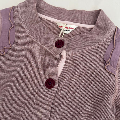 Americana Muted Pink Patch Work Waffle Knit Button Cardigan