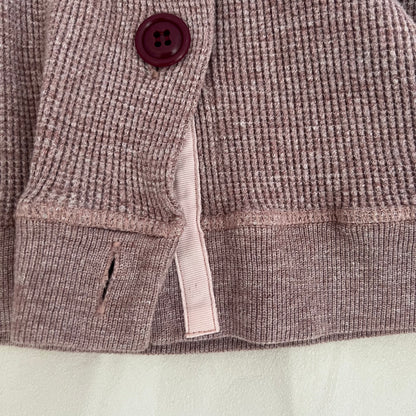 Americana Muted Pink Patch Work Waffle Knit Button Cardigan