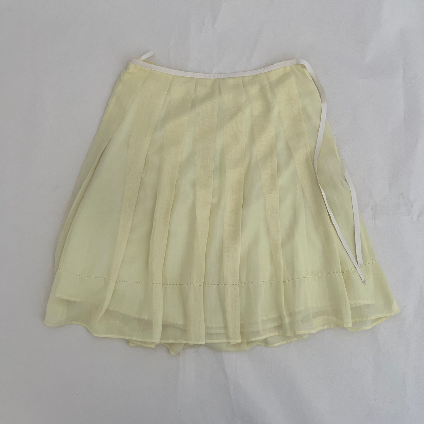 Prideglide Dainty Lemon Yellow Pleated Midi Skirt