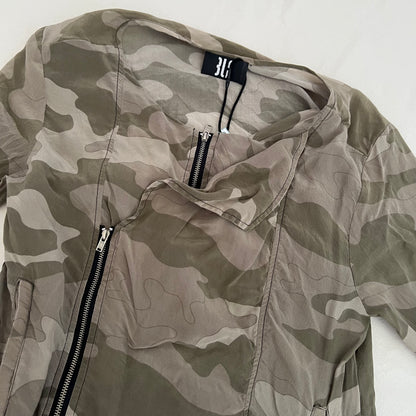 3L Khaki Camo Asymmetric Dual Zip Long Sleeve Jacket Top