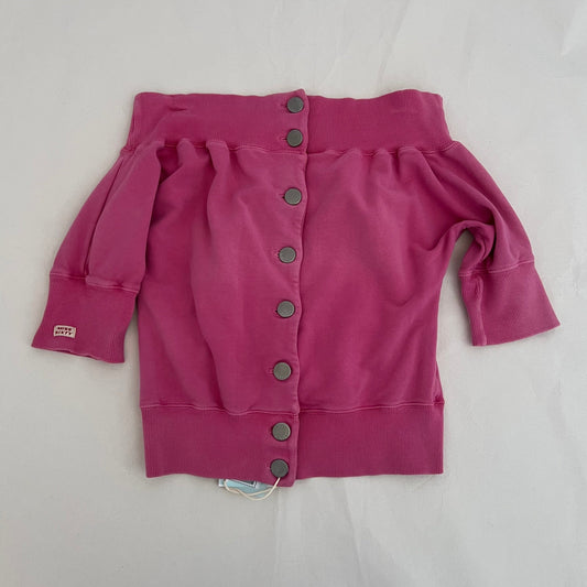 Miss Sixty Hot Pink Large Silver Button Off The Shoulder Half Sleeve Jersey Top