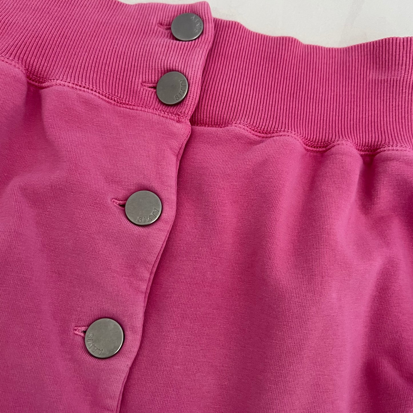 Miss Sixty Hot Pink Large Silver Button Off The Shoulder Half Sleeve Jersey Top