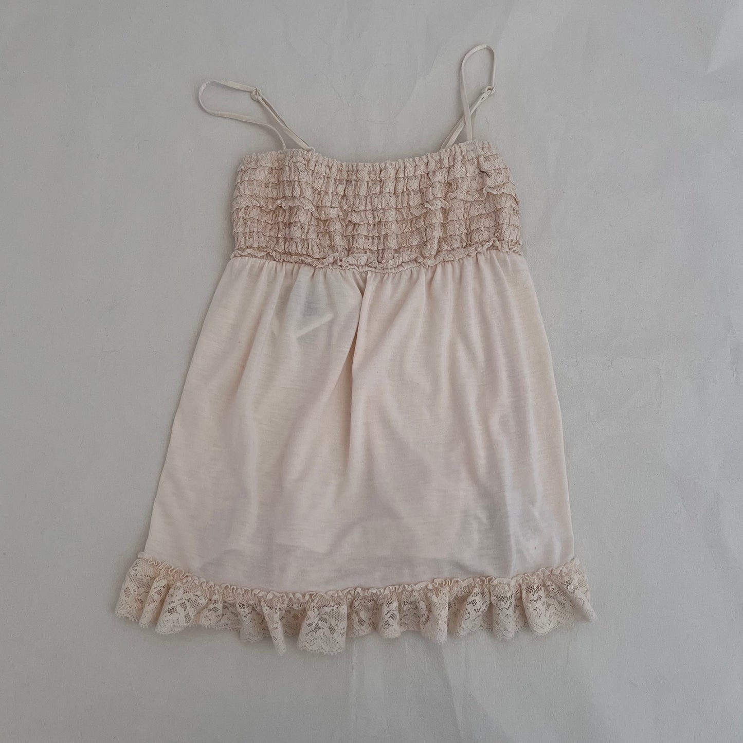 Gelato Pique Peach Ivory Pink Babydoll Ruched Frill Hem Camisole