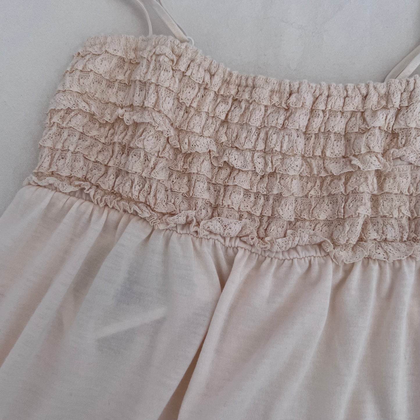 Gelato Pique Peach Ivory Pink Babydoll Ruched Frill Hem Camisole