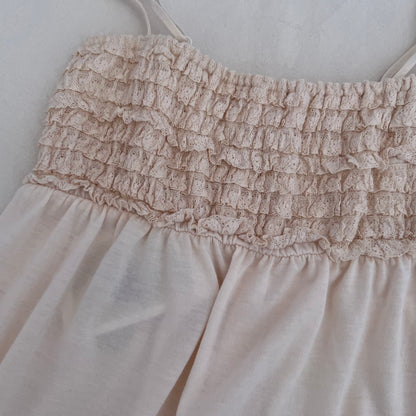 Gelato Pique Peach Ivory Pink Babydoll Ruched Frill Hem Camisole