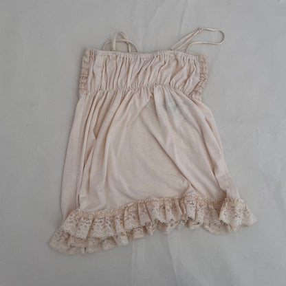 Gelato Pique Peach Ivory Pink Babydoll Ruched Frill Hem Camisole