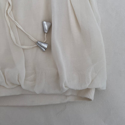 Miss Sixty White Ribbed Puff Hem Mixed Material Blouson Vest Top