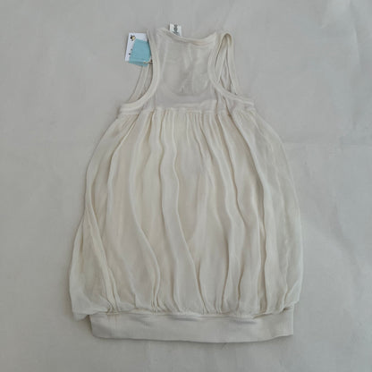 Miss Sixty White Ribbed Puff Hem Mixed Material Blouson Vest Top