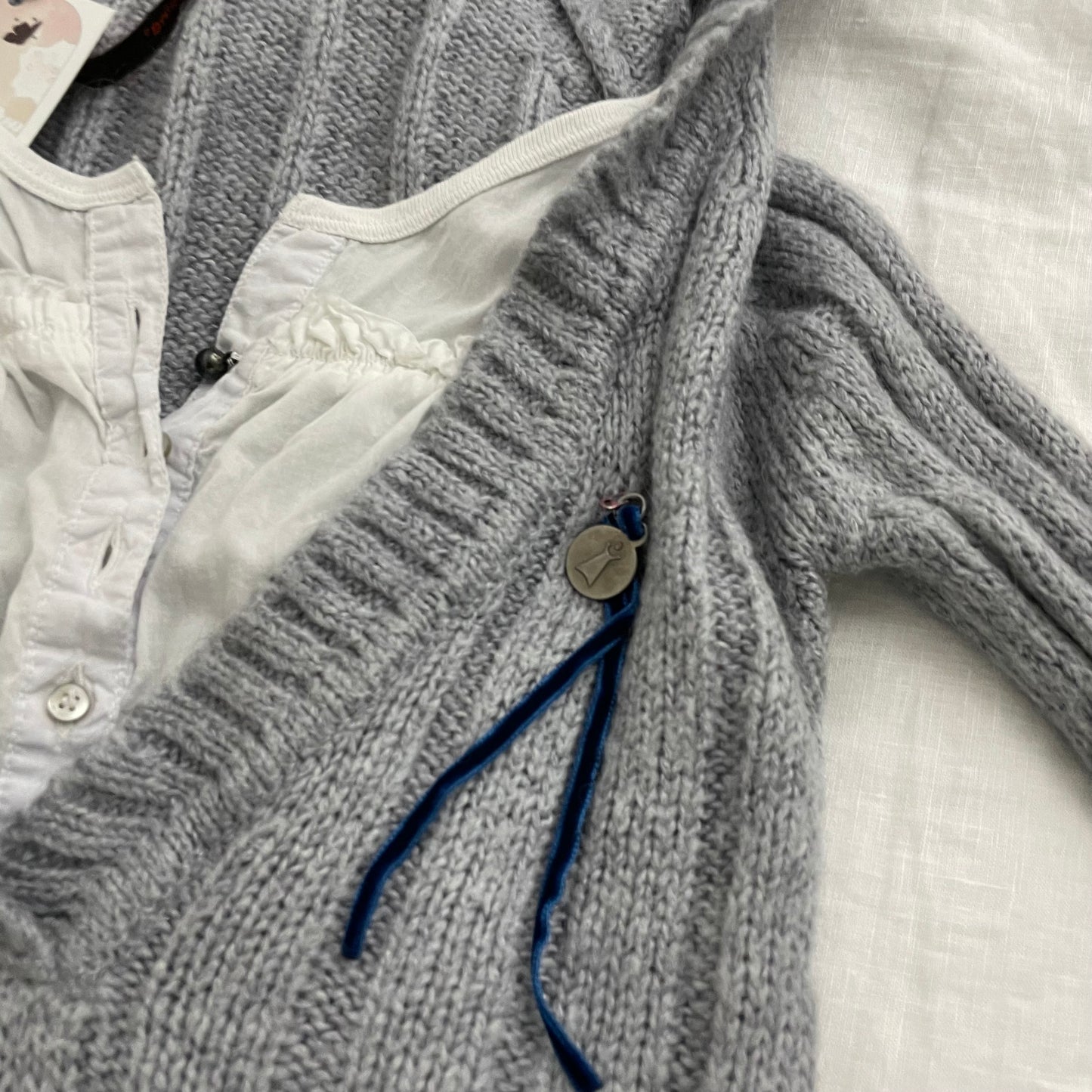 cop copine grey ribbed wool blend milkmaid hooded knit jumper