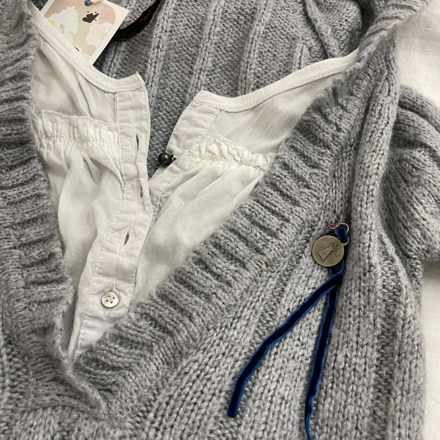 cop copine grey ribbed wool blend milkmaid hooded knit jumper