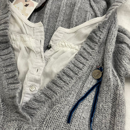 cop copine grey ribbed wool blend milkmaid hooded knit jumper