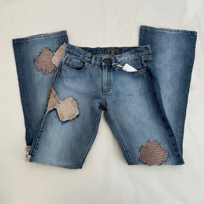 Bray Steven Alan Medium Wash Low Rise Straight Leg Patchwork Bootcut Denim Jeans