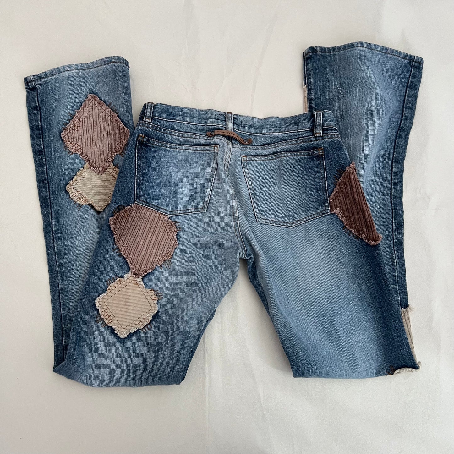 Bray Steven Alan Medium Wash Low Rise Straight Leg Patchwork Bootcut Denim Jeans
