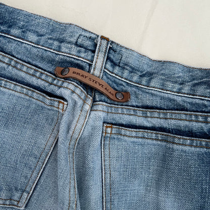 Bray Steven Alan Medium Wash Low Rise Straight Leg Patchwork Bootcut Denim Jeans
