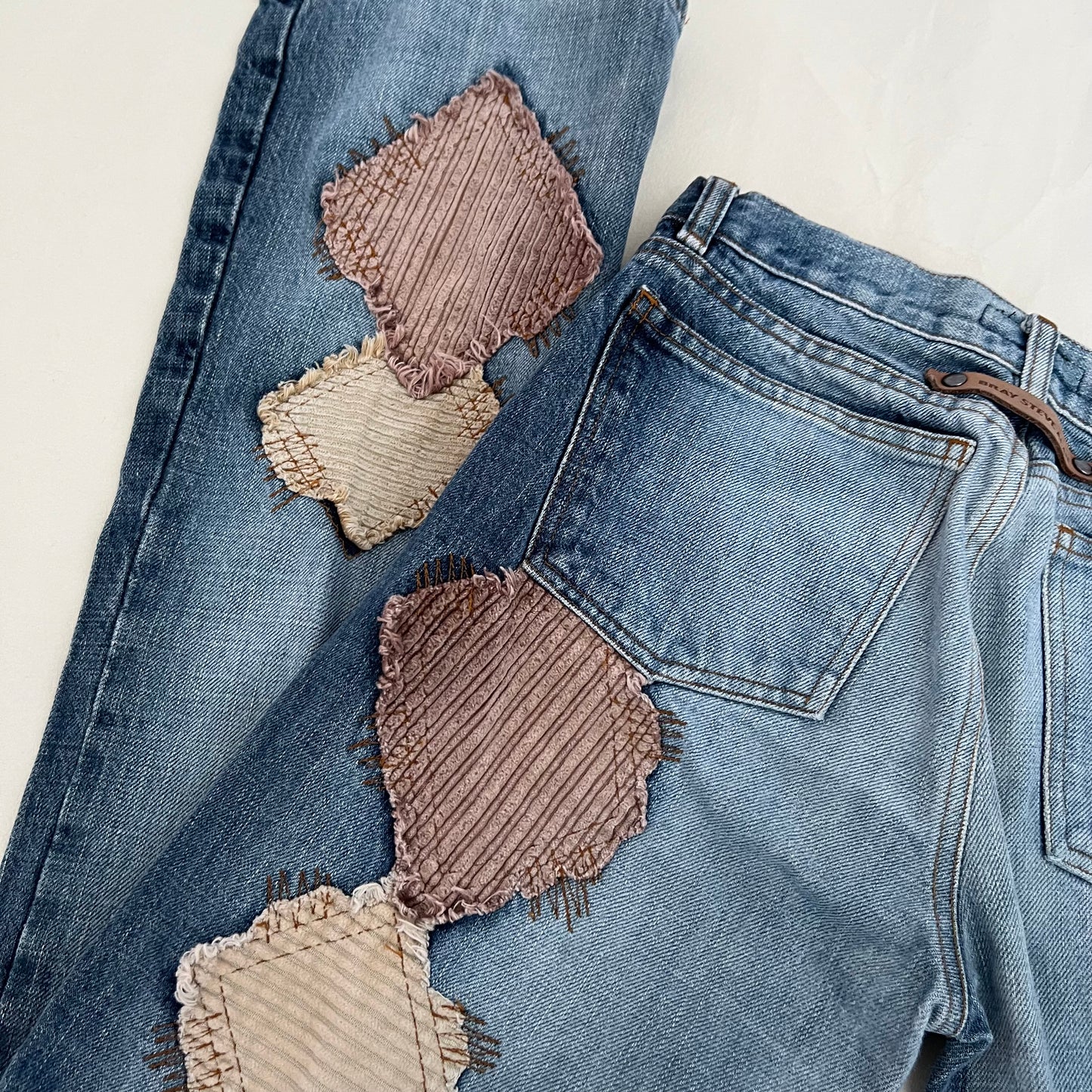 Bray Steven Alan Medium Wash Low Rise Straight Leg Patchwork Bootcut Denim Jeans