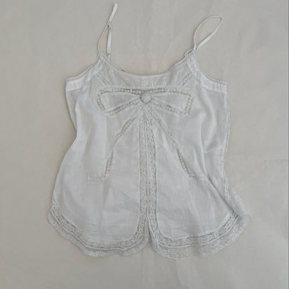 Vintage Sacks White Lace Ribbon Babydoll Camisole
