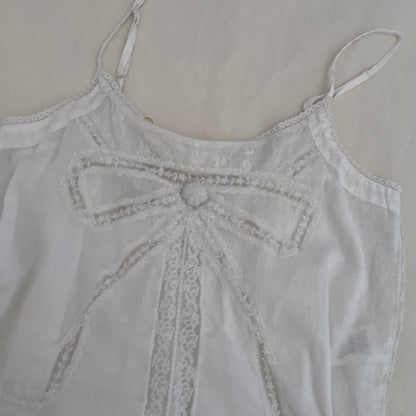 Vintage Sacks White Lace Ribbon Babydoll Camisole