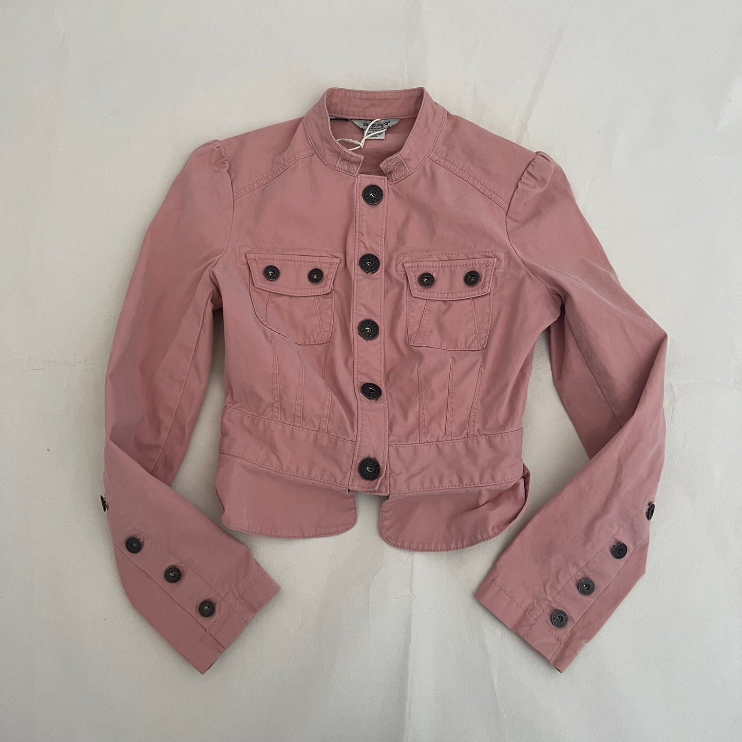 Guess Dusty Pink Long Sleeve Frill Hem High Neck Jacket