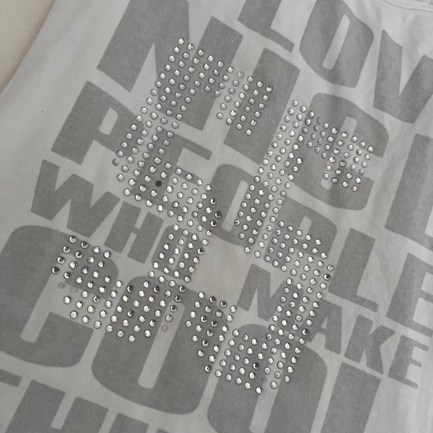 NDM I Love Nice People Who Make Cool Things Grey Studded Graphic Tank