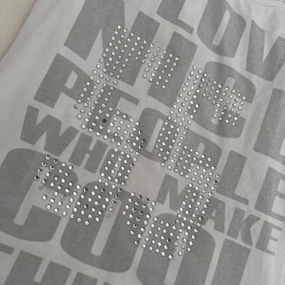 NDM I Love Nice People Who Make Cool Things Grey Studded Graphic Tank