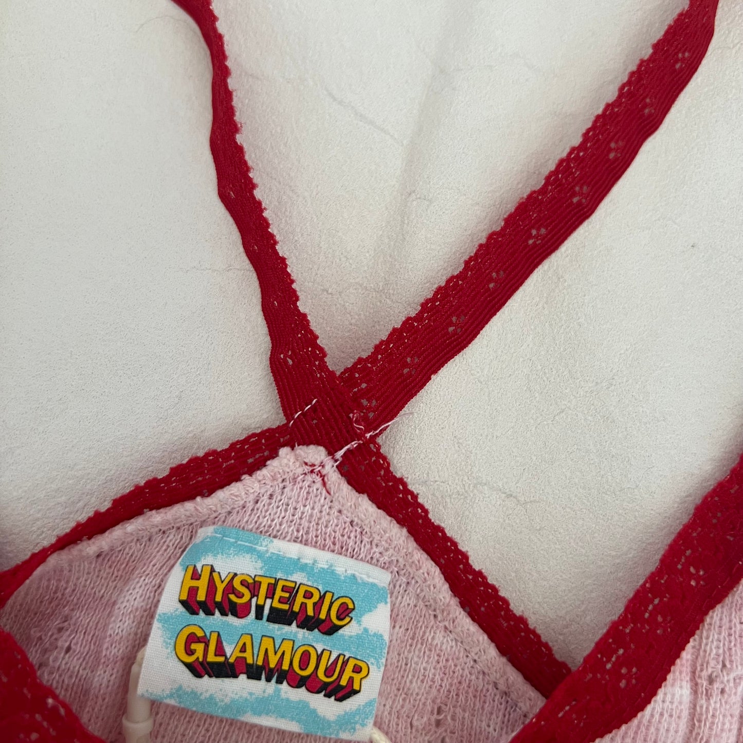 Hysteric Glamour Pink Red Bunny XXX Graphic Lace Trim Camisole