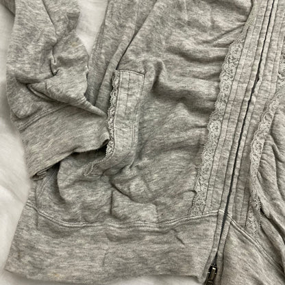 vintage hysteric glamour coquette grey lace ruched long sleeve hoodie