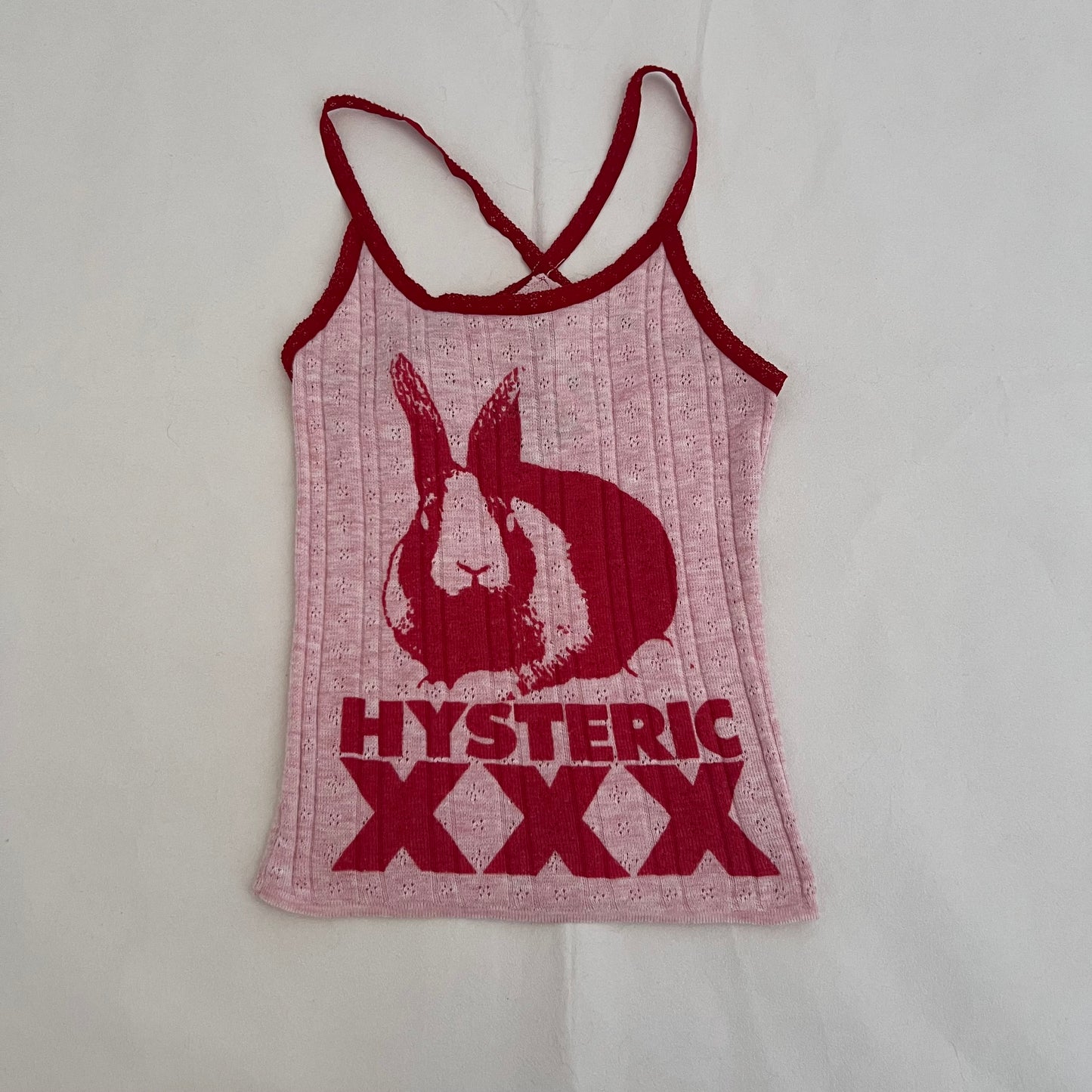 Hysteric Glamour Pink Red Bunny XXX Graphic Lace Trim Camisole