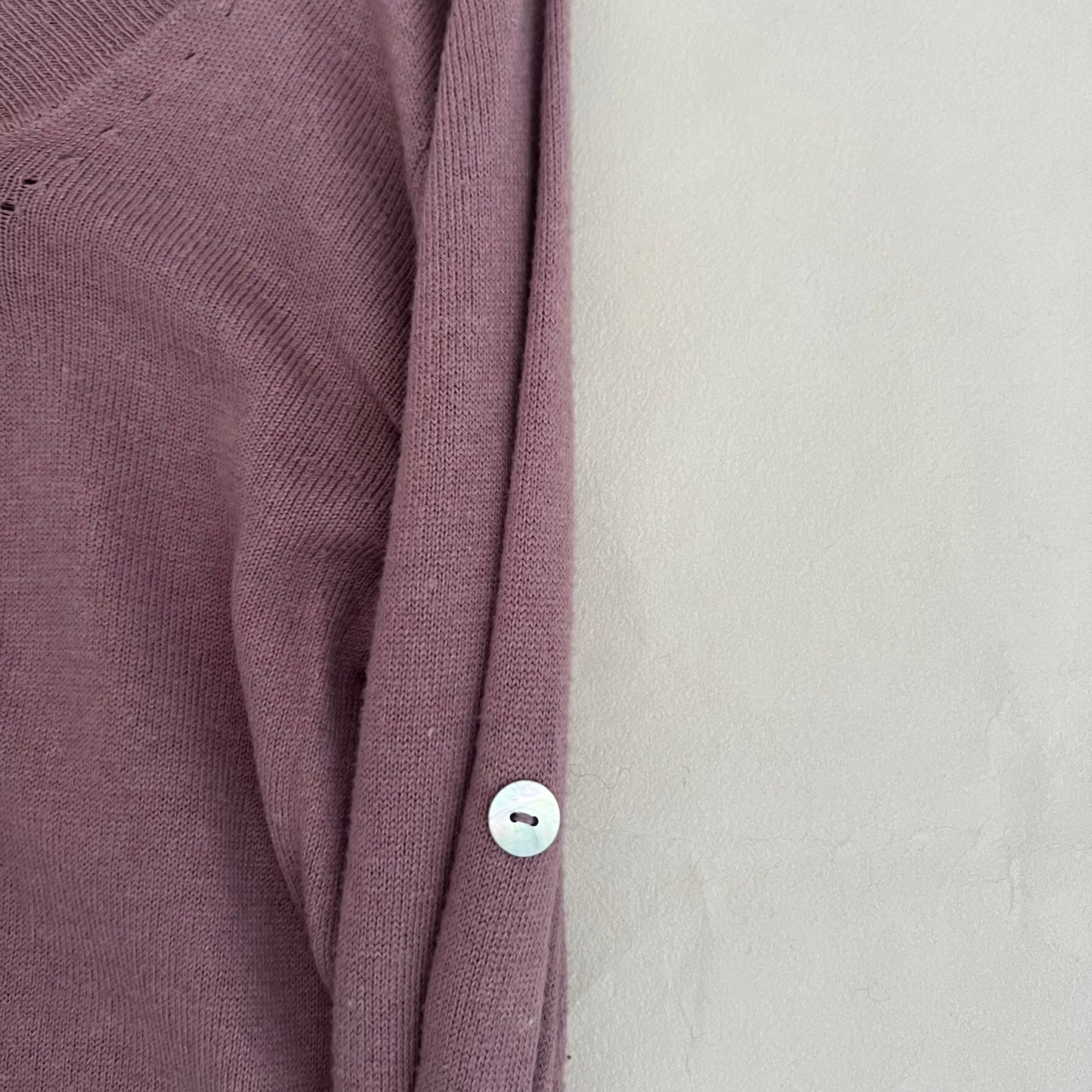 Les Petite Bombes Dusty Pink Square Neck Mother of Pearl Button Long Sleeve Knit Top
