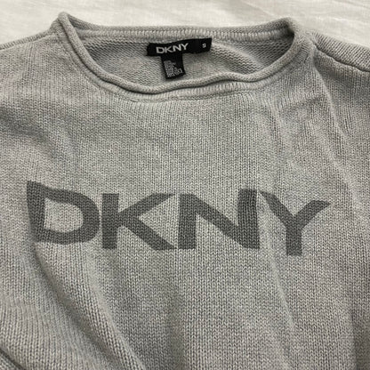90s vintage grey dkny thick oversized knit sweater