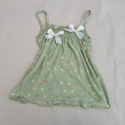 Coquette Mint Green Pastel Polka Dot Babydoll Bow Camisole