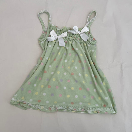 Coquette Mint Green Pastel Polka Dot Babydoll Bow Camisole