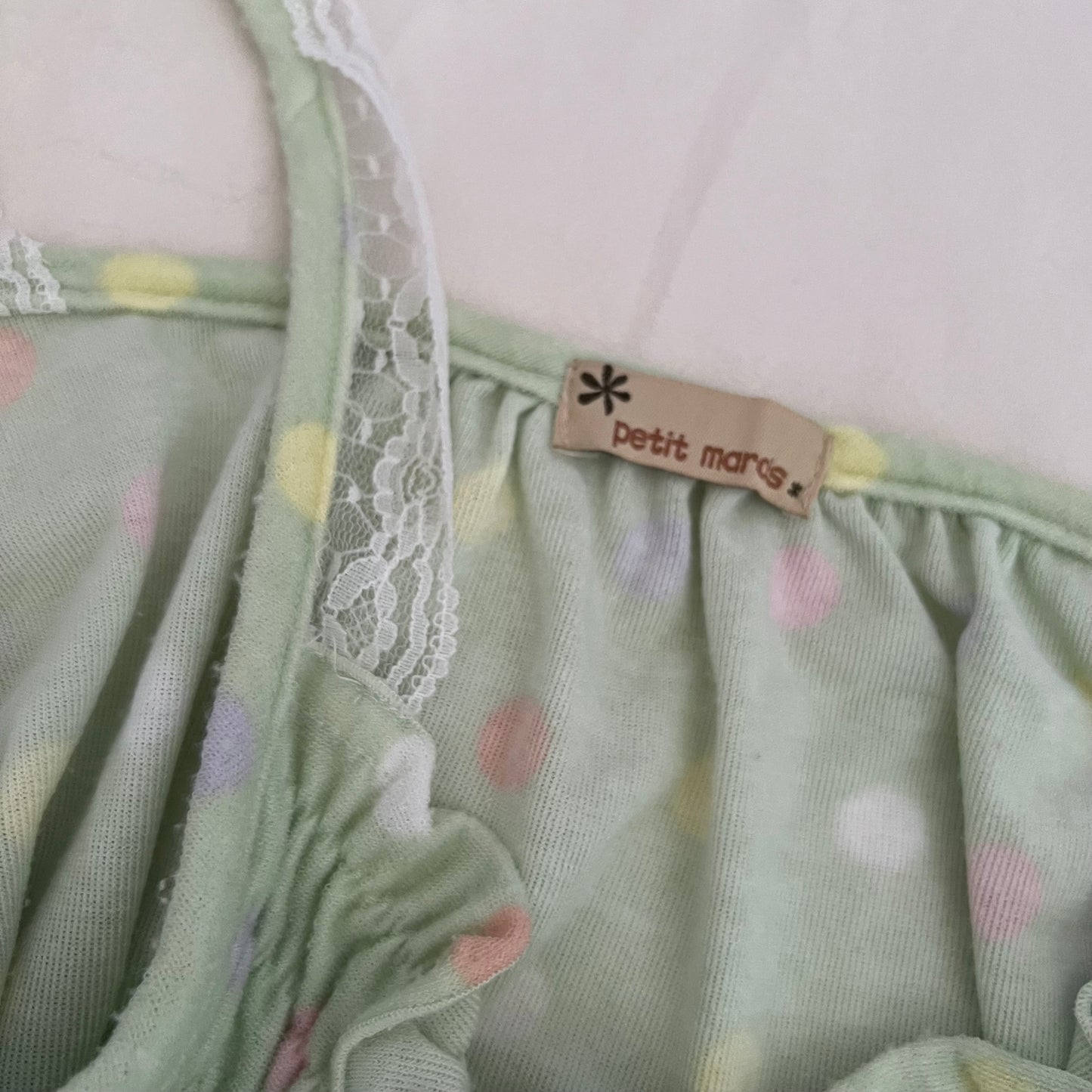 Coquette Mint Green Pastel Polka Dot Babydoll Bow Camisole