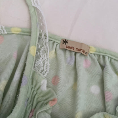 Coquette Mint Green Pastel Polka Dot Babydoll Bow Camisole