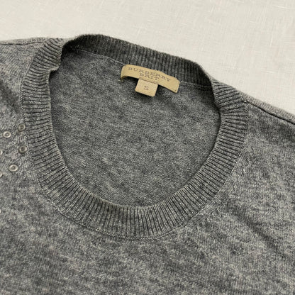 burberry brit grey long sleeve knit grommet detail nova check print jumper