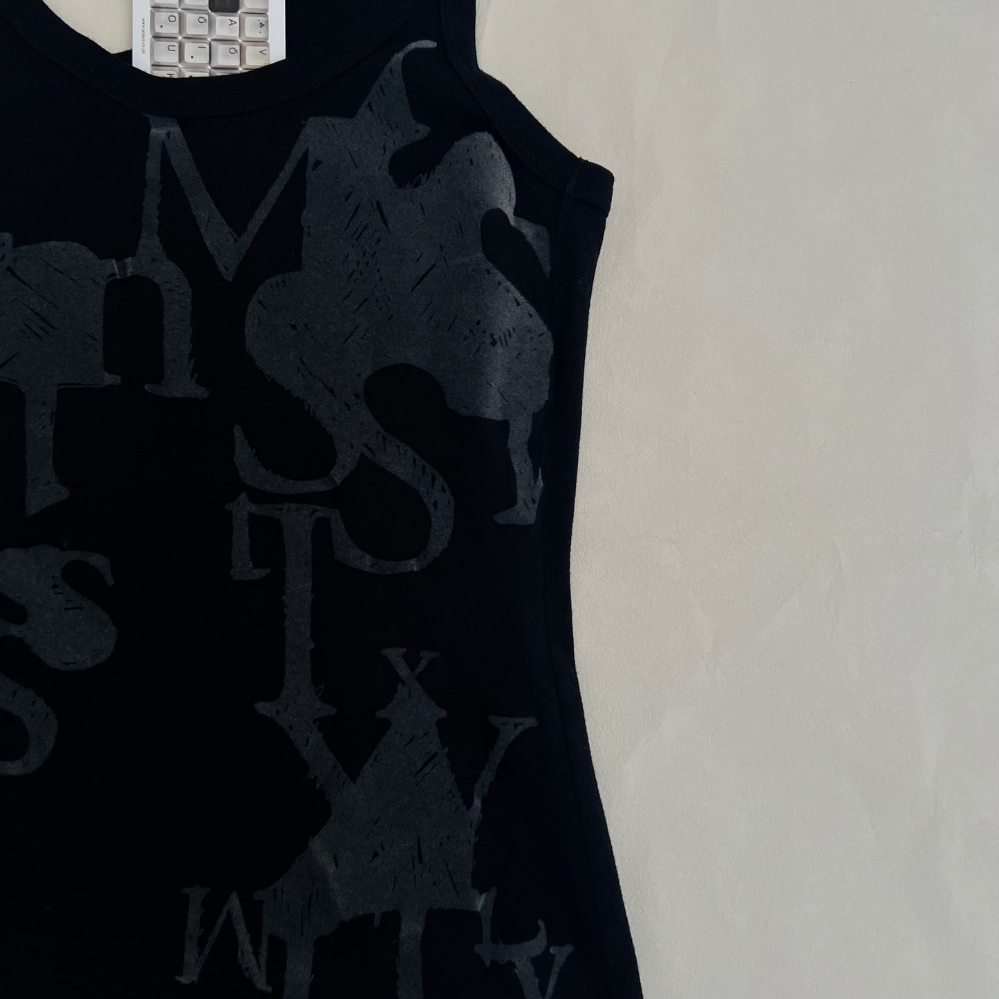 Miss Sixty Black Grey Velvet Graphic Tank Top