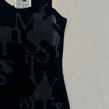 Miss Sixty Black Grey Velvet Graphic Tank Top