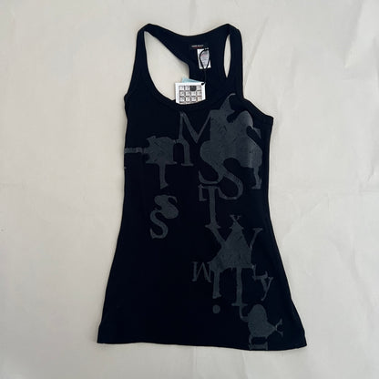 Miss Sixty Black Grey Velvet Graphic Tank Top